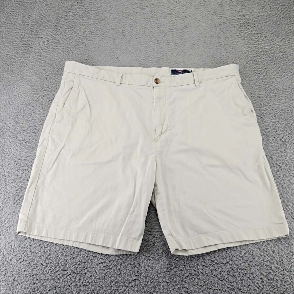 Vineyard Vines Shorts Mens 42 Tan Whale Chino Preppy Golf Flat Front High Rise